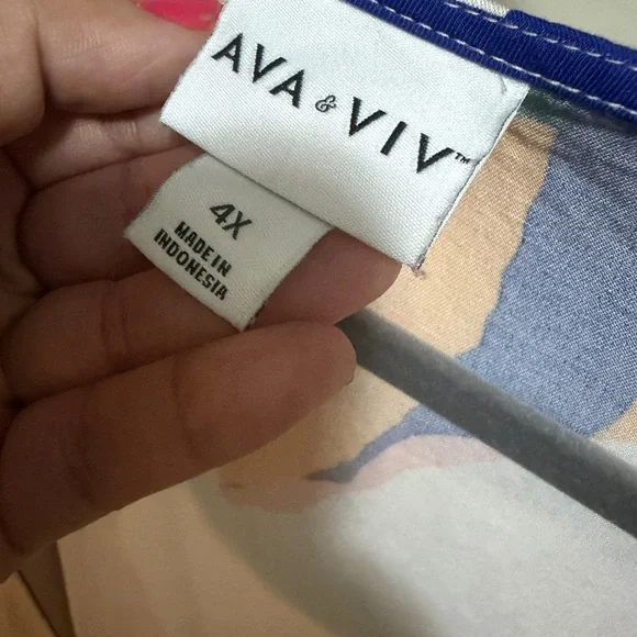 Ava & Viv Colorful Maxi Dress with Button Detail - Picture 2 of 2